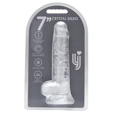 Dildo Loving Joy, cu testicule, Transparent, 19 cm