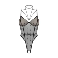 Body Obsessive Anniverse Silhouette - cupe bej plasa transparenta sigla jacquard detaliu