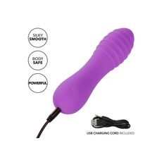 Vibrator CalExotics Bliss Ripple Violet - material silicon neted, sigur pentru corp, putere mare, cablu USB de incarcare inclus