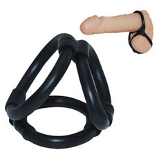 Inel Seven Creations TriRing Cock Cage Negru