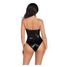 Body Sequin Boned Crotch Leg Avenue - Negru-vedere spate