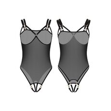 Body Piquant Cupless si Crotchless Kinky Diva - Negru - fata- spate