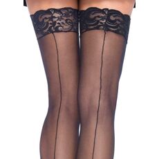 Detaliu banda dantela adeziva Leg Avenue Nuna ciorapi thigh high negru