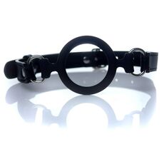 Knebel O-ring Gag, inel de silicon negru montat pe cureaua ajustabila din piele ecologica
