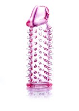 Stimulator Penis Sleeve cu tepi Roz, vedere de ansamblu cu tepii pe toata lungimea