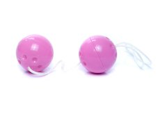 Bile Vaginale Duo Balls Purple, bile Geisha duble conectate prin snur de recuperare