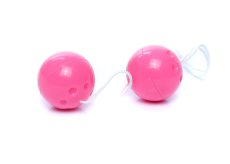 Bile Vaginale Duo Balls Pink, bile Geisha duble conectate prin snur de recuperare