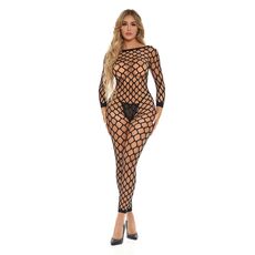 Bodystocking Crotchless Pink Lipstick Lingerie Swipe Right Negru