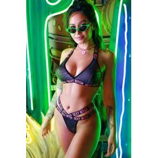 Set Lenjerie Fantasy Lingerie Sexy Bitch Print Reptila Negru - imagine 3