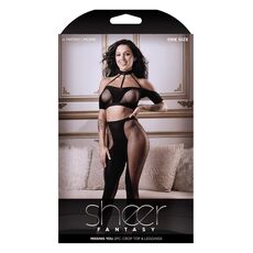 Set Top si Colanti Fishnet Fantasy Lingerie Missing You Negru