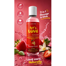 Ulei masaj si Gel Masaj Lubrifiant Nature Body Let's Love Capsuni Vanilie, 100 ml