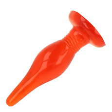Plug anal Baile rosu 13cm vedere laterala diametru baza larga ventuza