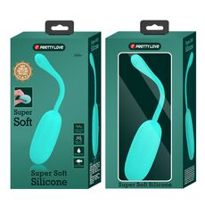 Ou vibrator Pretty Love Julius turcoaz, design oval neted cu varf conic, vedere laterala profil