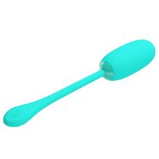 Julius Pretty Love ou vibrator aqua, unghi lateral, corp oval cu varf conic vizibil