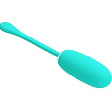 Ou vibrator Pretty Love Julius turcoaz pe fundal alb, dimensiuni compacte, varf taiat