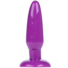 Plug anal violet 13.5cm forma conica detaliu varf si corp TPE moale
