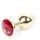 Dop Anal Plug Jewellery Gold Red, cristal rosu montat pe corp auriu, vedere din unghi