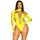 Bodysuit Asimetric Decupat Galben Leg Avenue, gros plan bust