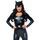 Costumatie pisica catsuit cu coada, centura si urechi Leg Avenue negru, vedere din fata cu urechi