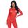 Catsuit transparent cu strasuri Leg Avenue rosu, vedere din fata