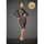 Rochie Neagra Semi transparenta cu dungi, din tul elastic cu dantela, Noir Handmade