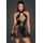 Rochie cu aspect ud, cu panouri transparente si sireturi tip corset, Noir HandMade