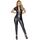 Salopeta Piele Naturala Leather Black Jumpsuit Zado - Negru