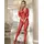 Long Sleeve Floral Pattern Bodystocking - Rosu