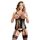 Set Corset Black Level Vinyl, Open Cups si bikini - Negru