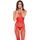 Bodystocking Sparkle Fishnet Crotchless Rene Rofe - Rosu