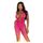 Ombre Faux Lace Up Footless Bodystocking Pink - vedere frontala
