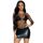 Tricou plasa maneci lungi Leg Avenue negru 88% nylon spandex lingerie one size