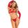 Leg Avenue 89318 Mini Heart Net Lingerie Set Rosu - Set 3 Piese Vedere Generala