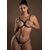 Set sutien cu cupe deschise si chilot crotchless cu barete Daring Intimates negru, detaliu inel auriu chilot