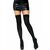 Dres peste genunchi Leg Avenue Luna negru, vedere frontala, ciorapi opaci negri tip thigh high, banda elastica cu silicon deasupra genunchiului, 100% nailon, model purtat
