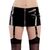 Fusta mini cu fermoar frontal, BLACK LEVEL, neagra, super scurta, cu 4 bretele detasabile
