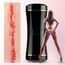 Masturbator Double Ends Cup, carcasa neagra cu inele aurii, canal interior texturat