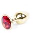 Dop Anal Plug Jewellery Gold Red, cristal rosu montat pe corp auriu, vedere din unghi