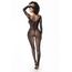 Bodystocking Fishnet Maneci Lungi Negru detaliu material