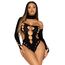 Bodysuit Asimetric Decupat Negru Leg Avenue, vedere spate