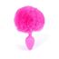 Plug Silicon cu Coada Bunny Tail roz, vedere frontala cu coada pufoasa completa