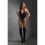 Body Fantasy Lingerie Wetlook Halter Fermoar Negru - detaliu fermoar frontal complet