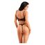 Set Lenjerie Fantasy Lingerie Wetlook Longline G-String Negru - flat lay produs pe fundal alb