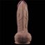 Sectiune transversala a dildo-ului Nature Cock, aratand cele doua straturi de silicon: exterior moale si miez ferm interior