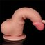 Dildo-ul Lovetoy Sliding Skin curbat puternic, demonstrand flexibilitatea totala a materialului
