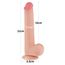 Dildo Lovetoy Sliding Skin cu masuratori oficiale: 22cm lungime totala, 16cm pana la baza glandului, 3,7cm diametru