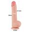 Dildo Lovetoy Sliding Skin cu masuratori oficiale: 24cm lungime totala, 17,5cm pana la baza glandului, 4,3cm diametru
