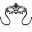 Masca venetiana Ohmama Mini Pearls neagra, filigran decupat cu cristale pe conturul ochilor