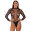 Body dantela Lace by LJ cu guler inalt, Negru, vedere din fata