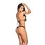 Bikini Mapale Perfect Thong S/M Wet Look Negru, detaliu spate cu bretele in V